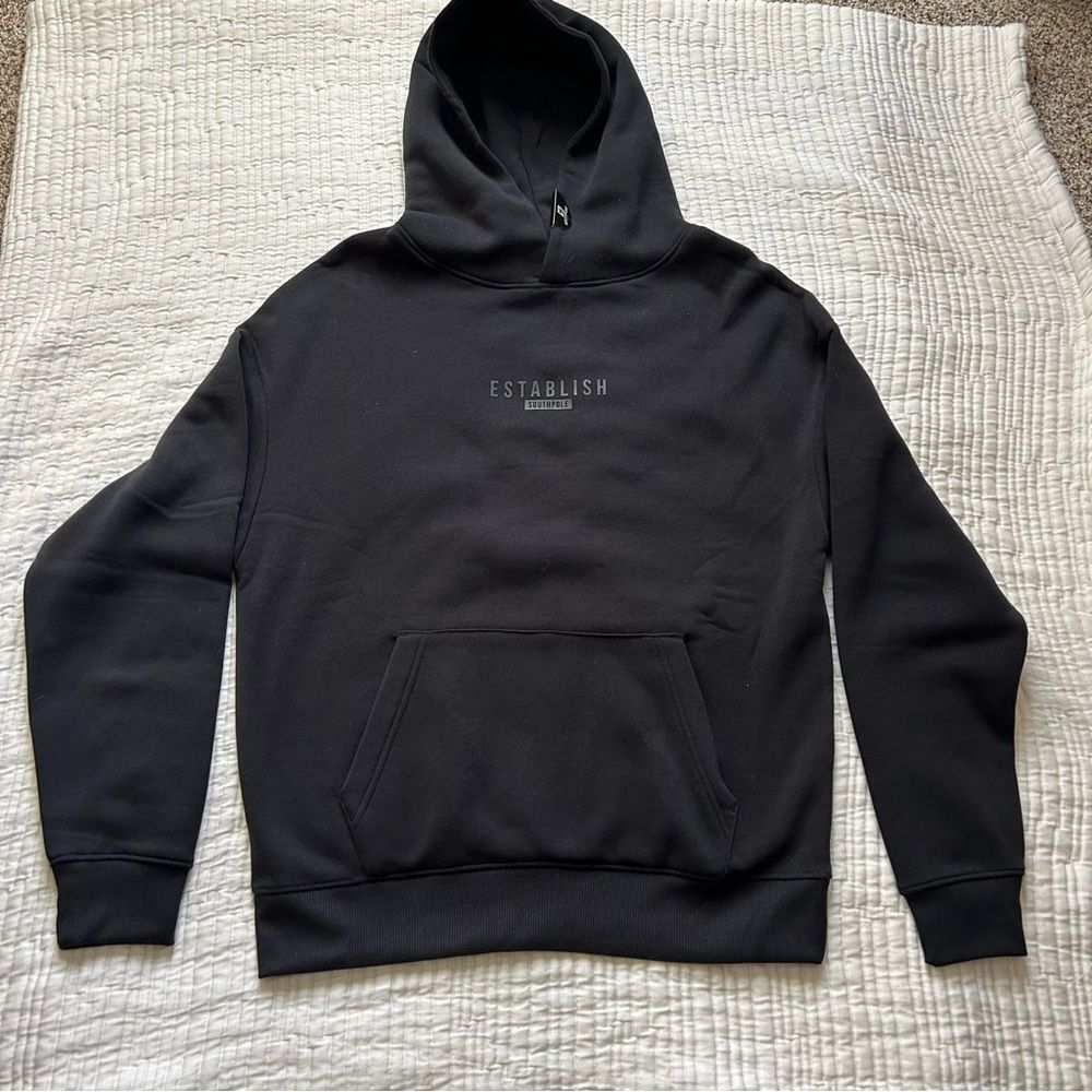 South Pole Establish Men’s Black Fleece Lined Hoodie Sweatshirt Size Medium New